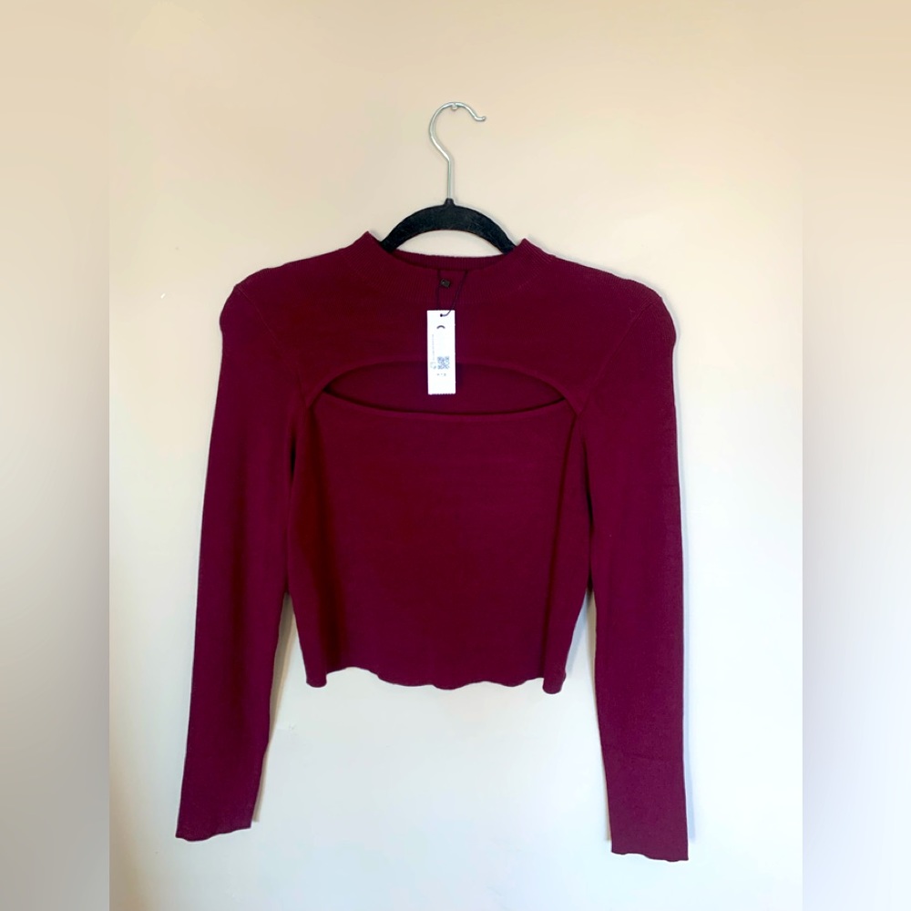Brand new Mockneck Burgundy Crop Top  (large)